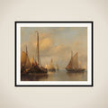 Fishing Boats on calm Water framed