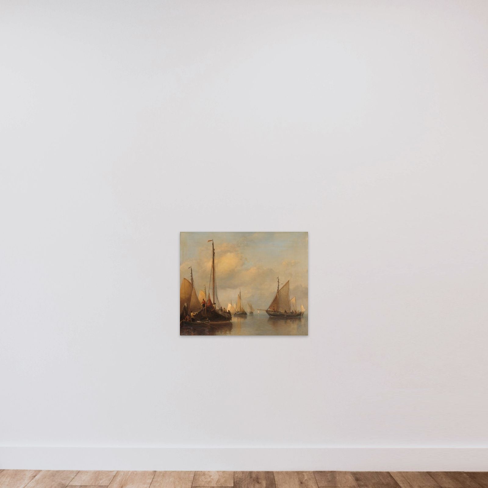 Fishing Boats on calm Water unframed — shown to scale