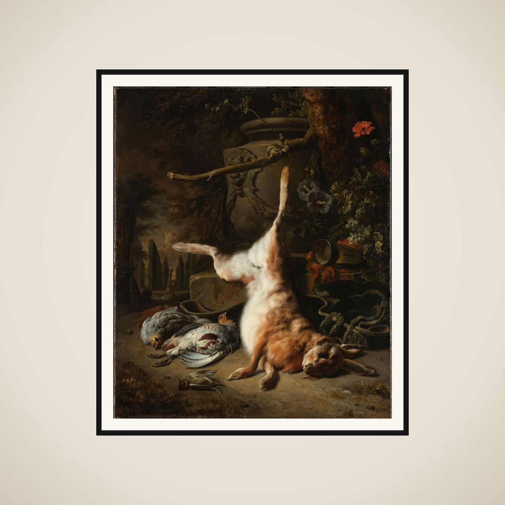 Still Life with Hare and other Hunting Trophies framed