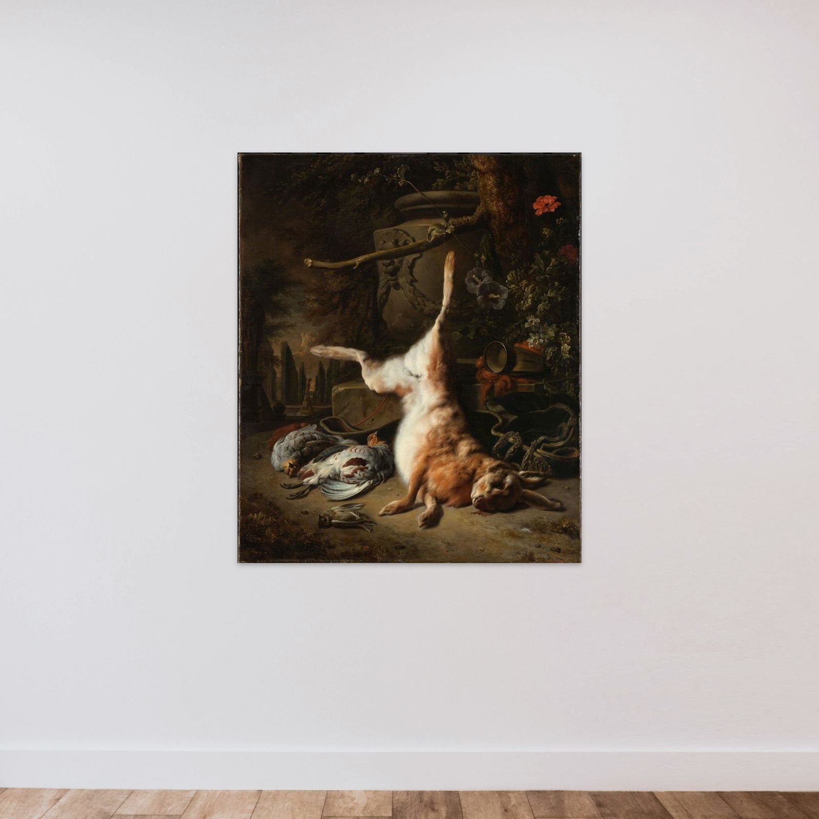 Still Life with Hare and other Hunting Trophies unframed — shown to scale