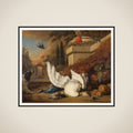 A Dog with a dead Goose and Peacock (A Study of Game and Fruit) framed