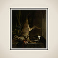 A Dog and a Cat near a partially disembowelled Deer framed