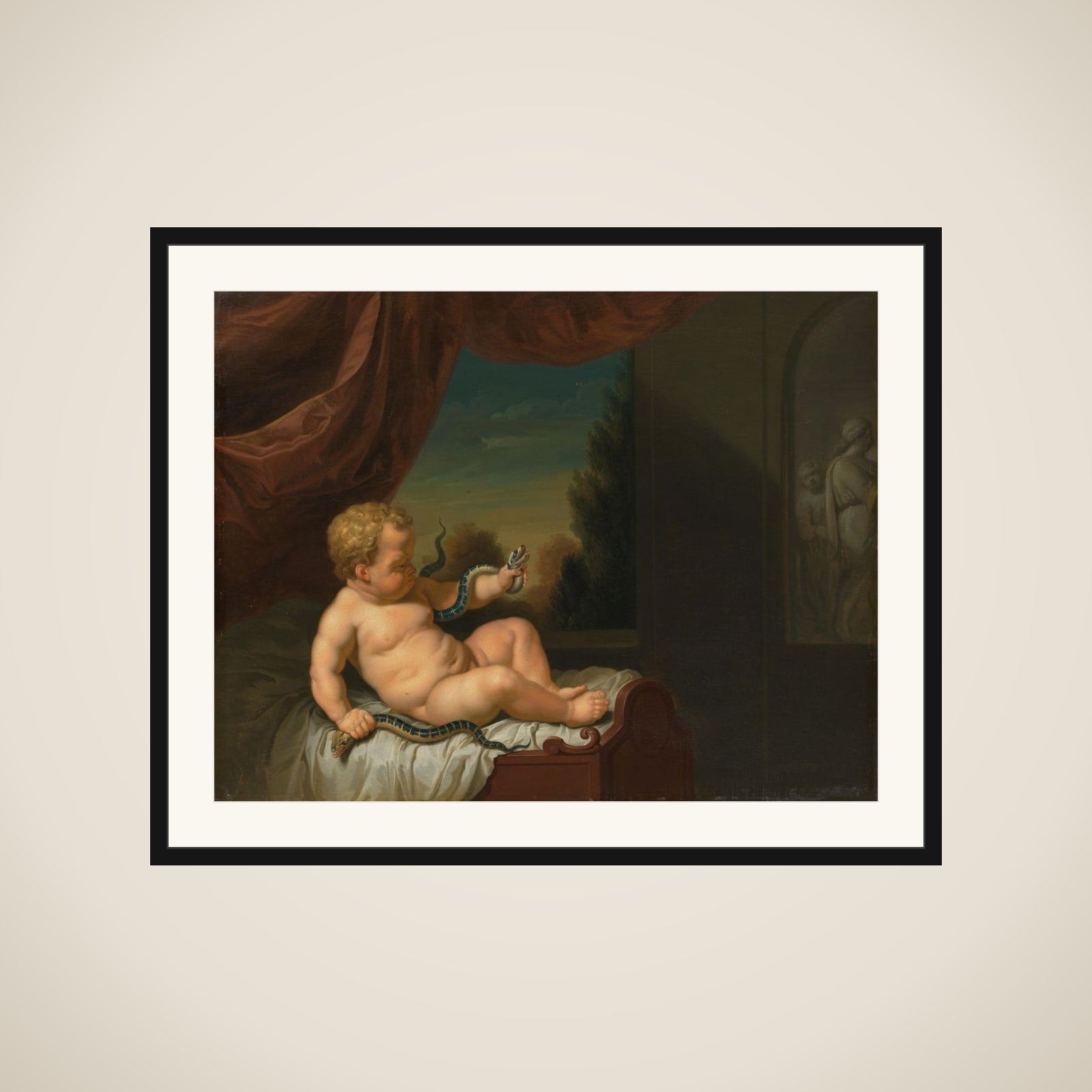 The Infant Hercules with a Serpent framed