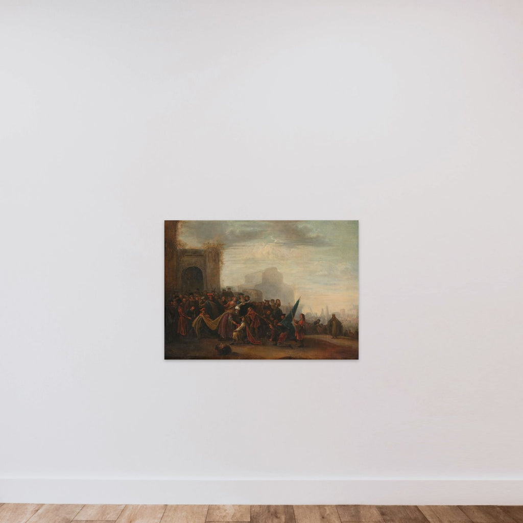 Saul Welcoming David after his Victory over Goliath unframed — shown to scale