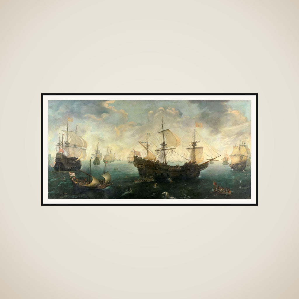 The Spanish Armada off the English Coast in 1588 framed