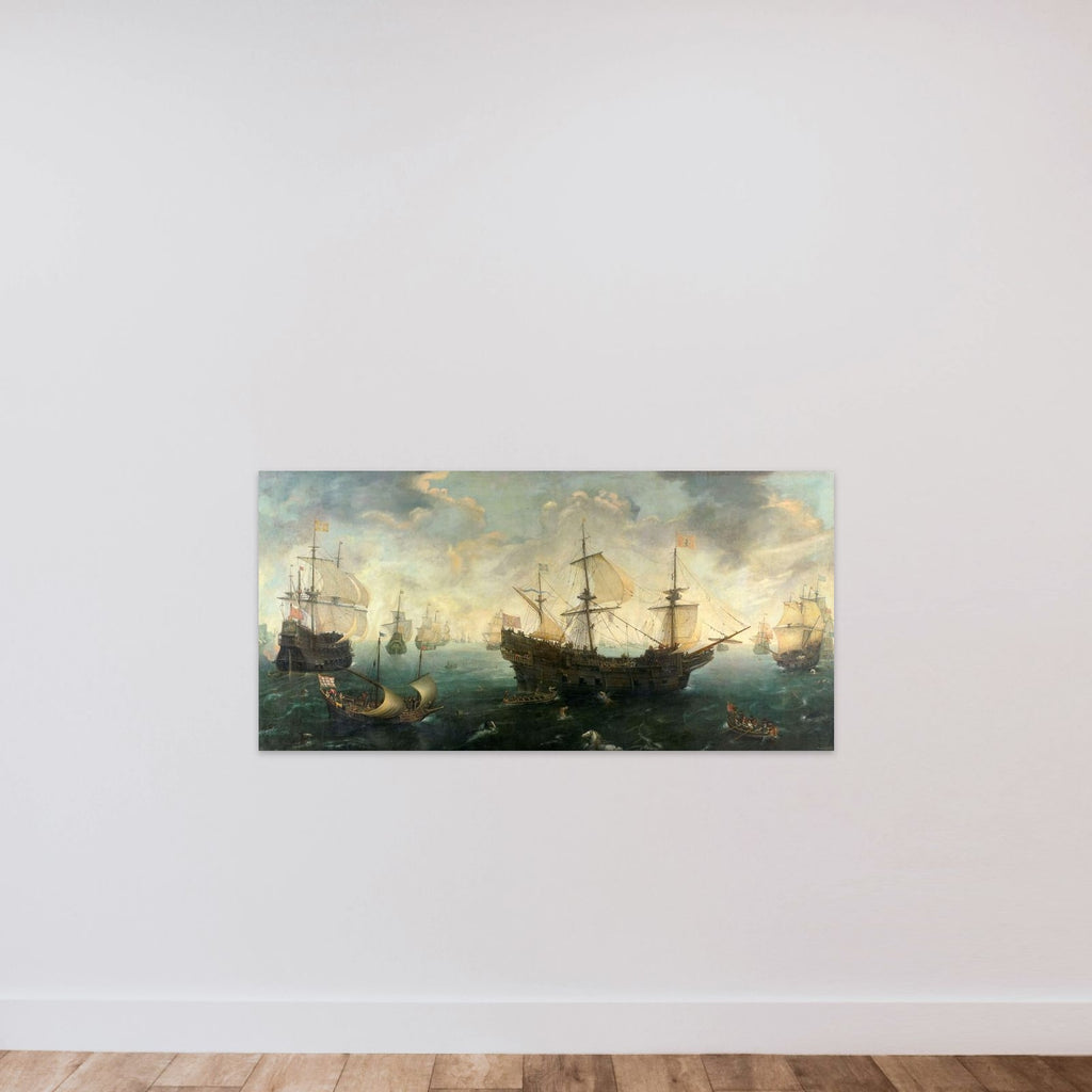 The Spanish Armada off the English Coast in 1588 unframed — shown to scale