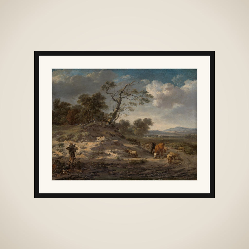 Landscape with Cattle on a Country Road framed