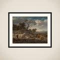 Landscape with Cattle on a Country Road framed