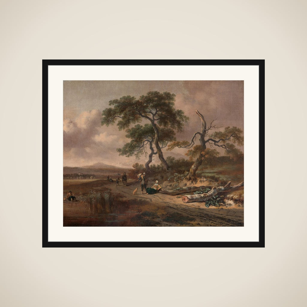 Landscape with a Peddler and Woman Resting framed