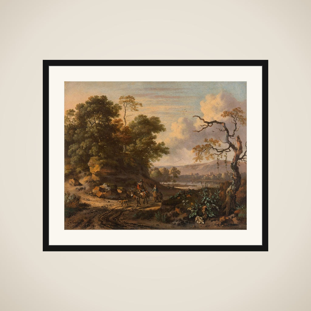 Landscape with a Man Riding a Donkey framed