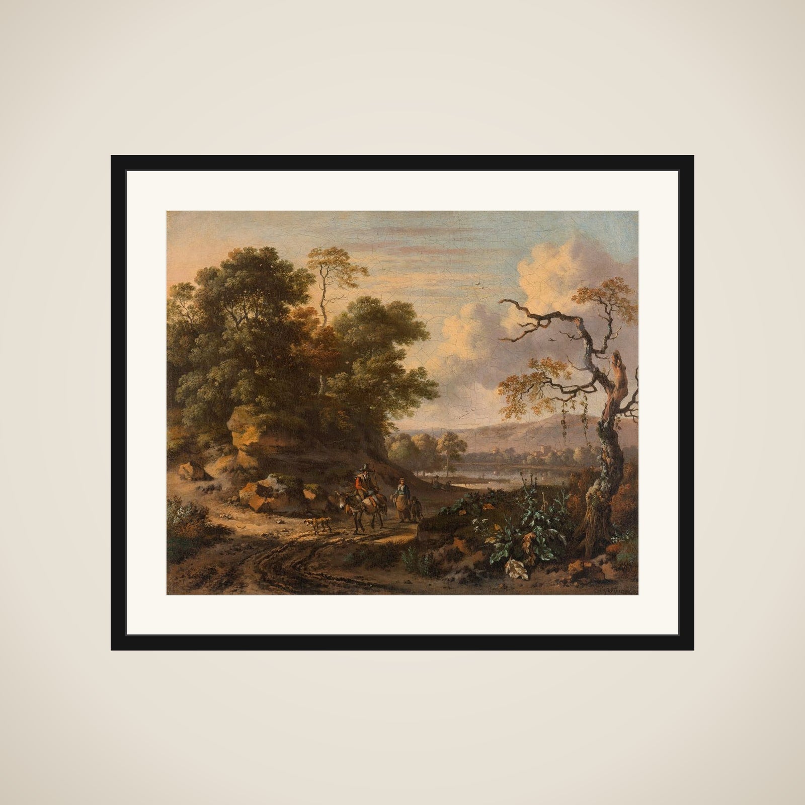 Landscape with a Man Riding a Donkey framed