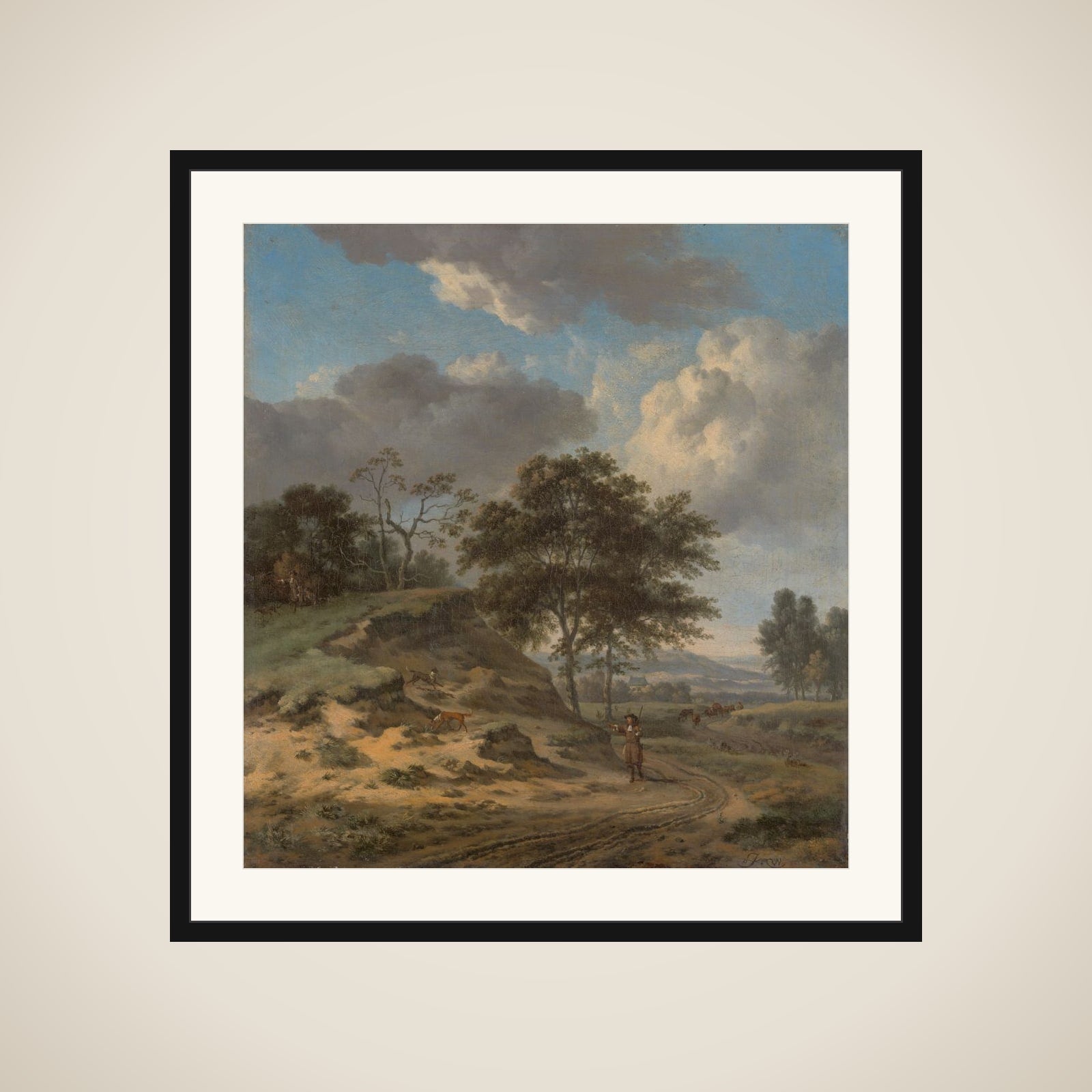 Landscape with two Hunters framed