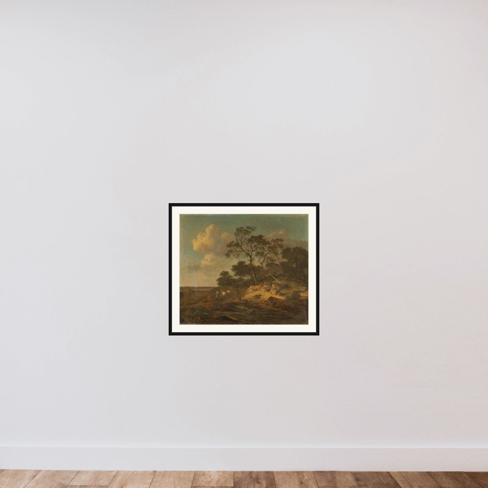 Dune Landscape with Hunters Resting framed — shown to scale
