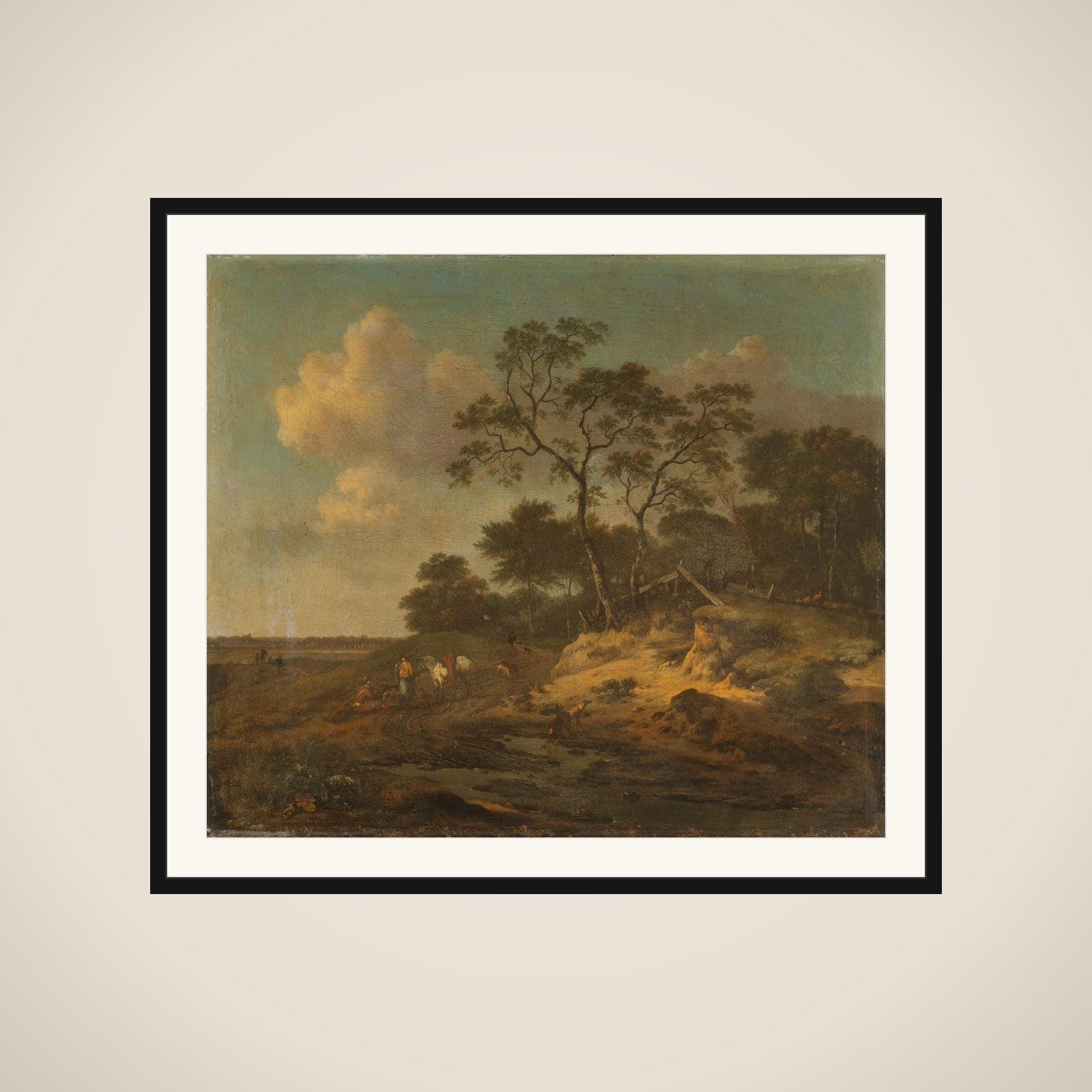 Dune Landscape with Hunters Resting framed