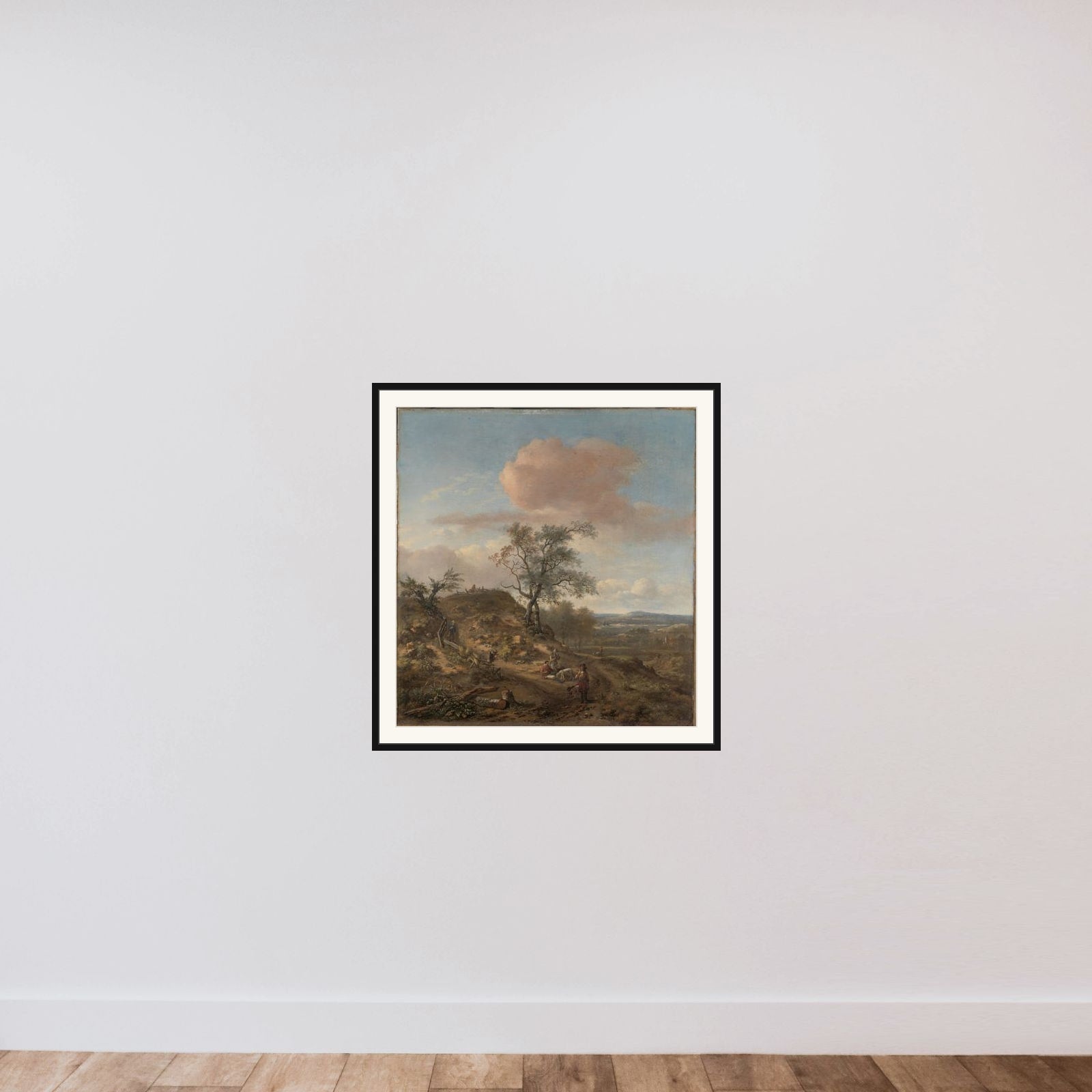 Landscape with a Hunter and other Figures framed — shown to scale