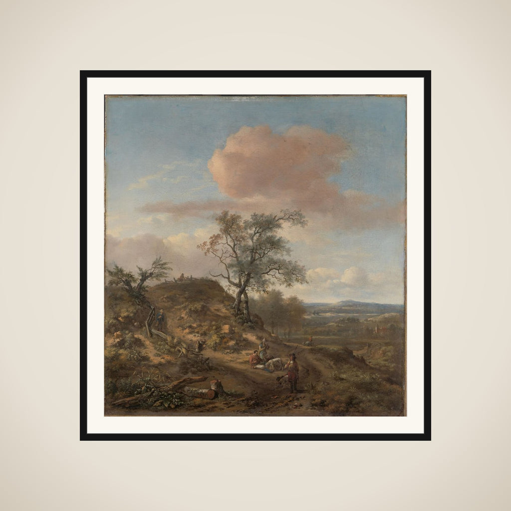 Landscape with a Hunter and other Figures framed