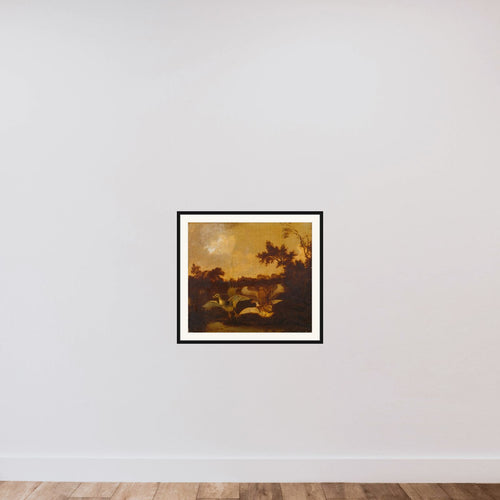 A Buzzard Attacking Two Ducks framed — shown to scale