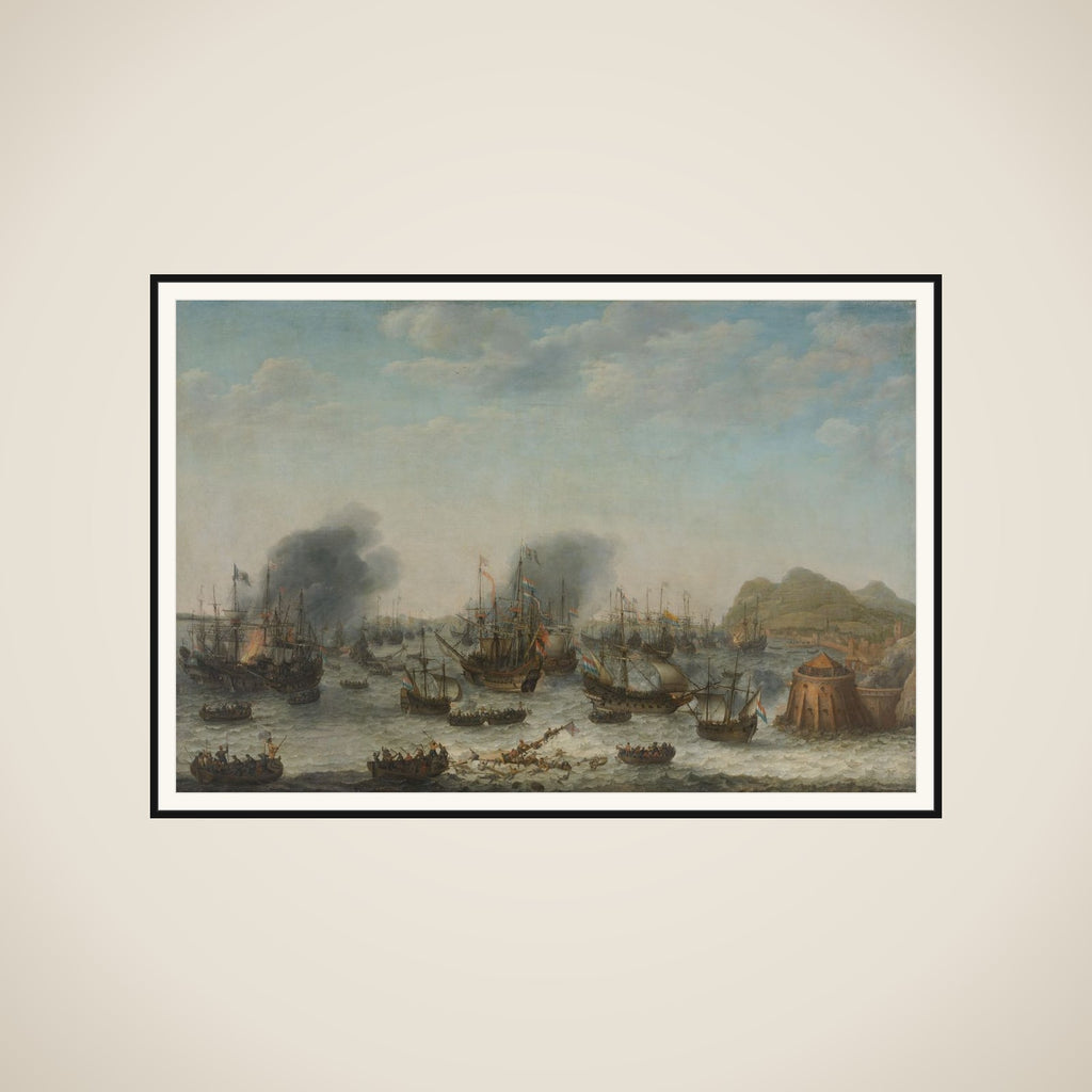The Defeat of the Spanish at Gibraltar by a Dutch Fleet under the Command of Admiral Jacob van Heemskerck, 25 April 1607 framed