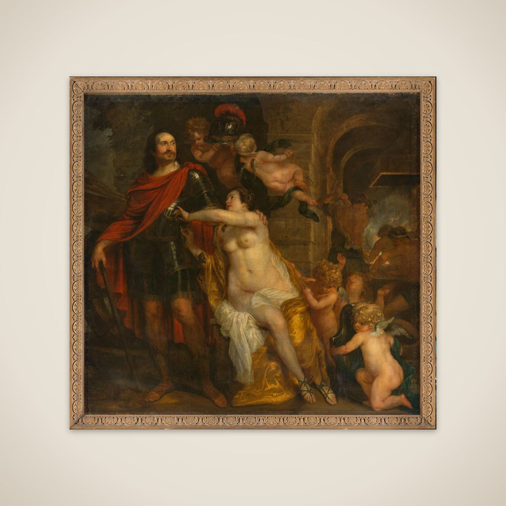 Venus Arming a Warrior, possibly Johan Maurits at the Forge of Vulcan unframed print