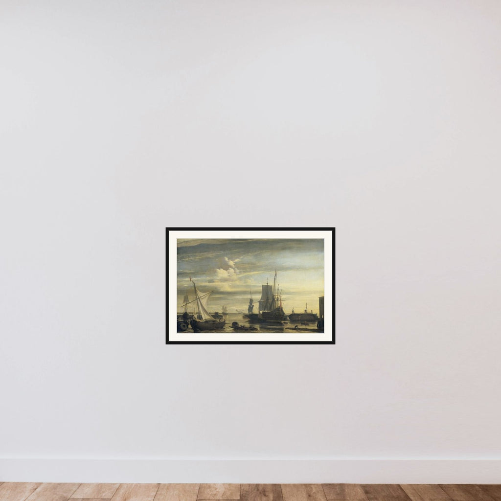 Harbor at Sunset framed — shown to scale