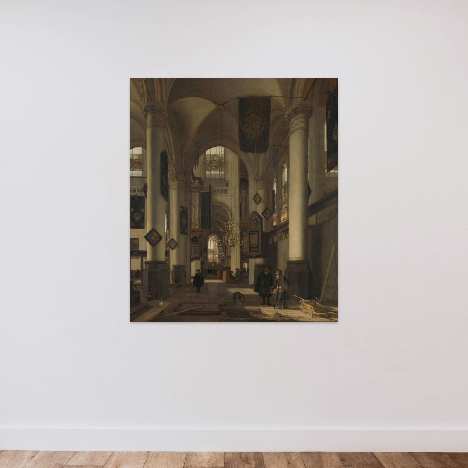 Interior of a Protestant Gothic Church with Motifs from the Oude and Nieuwe Kerk in Amsterdam unframed — shown to scale
