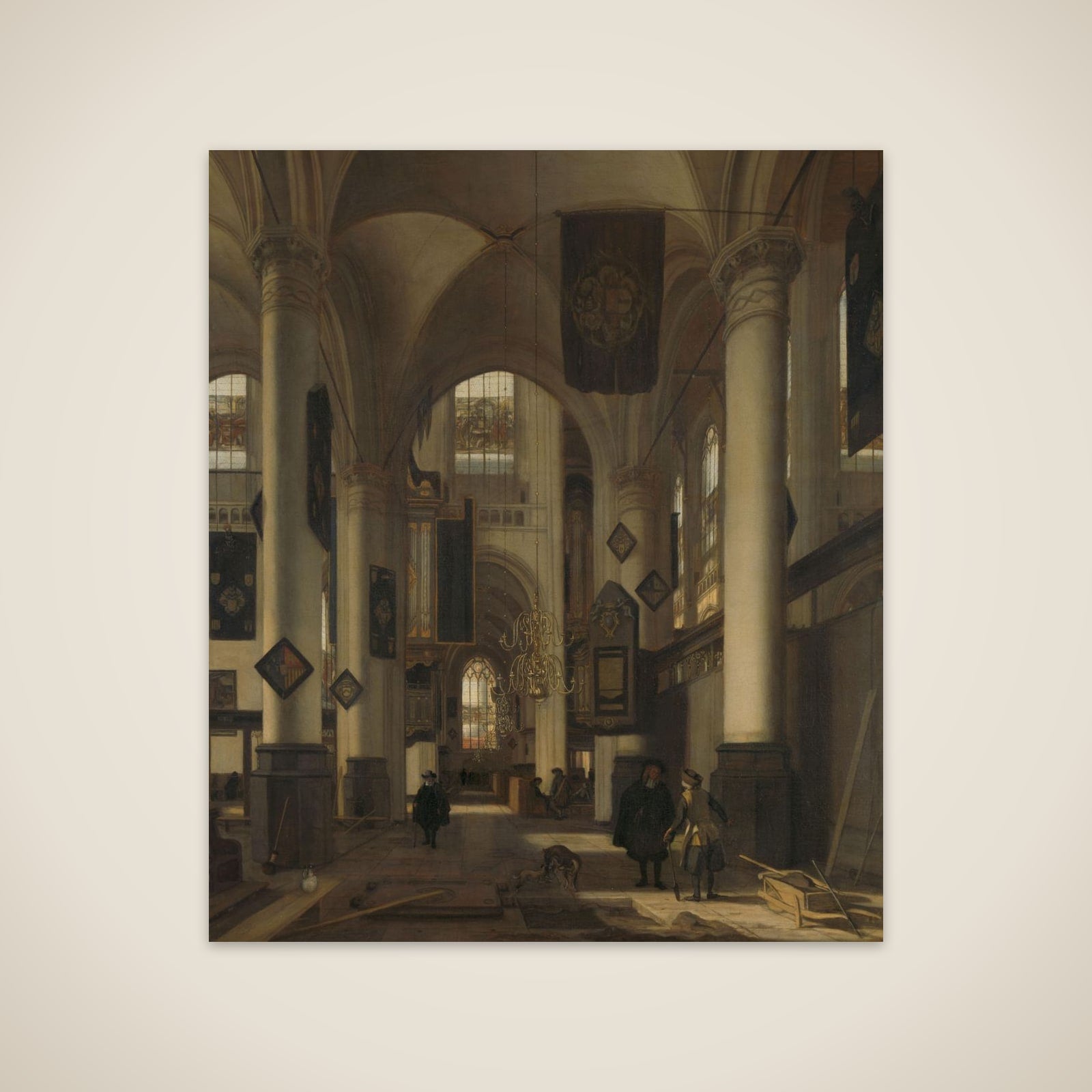 Interior of a Protestant Gothic Church with Motifs from the Oude and Nieuwe Kerk in Amsterdam unframed print