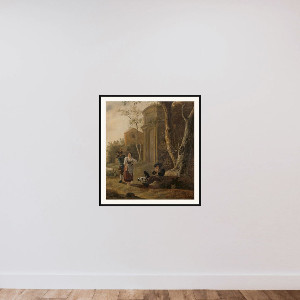 "The Piper (Shepherd Scene with Shawm Player framed — shown to scale