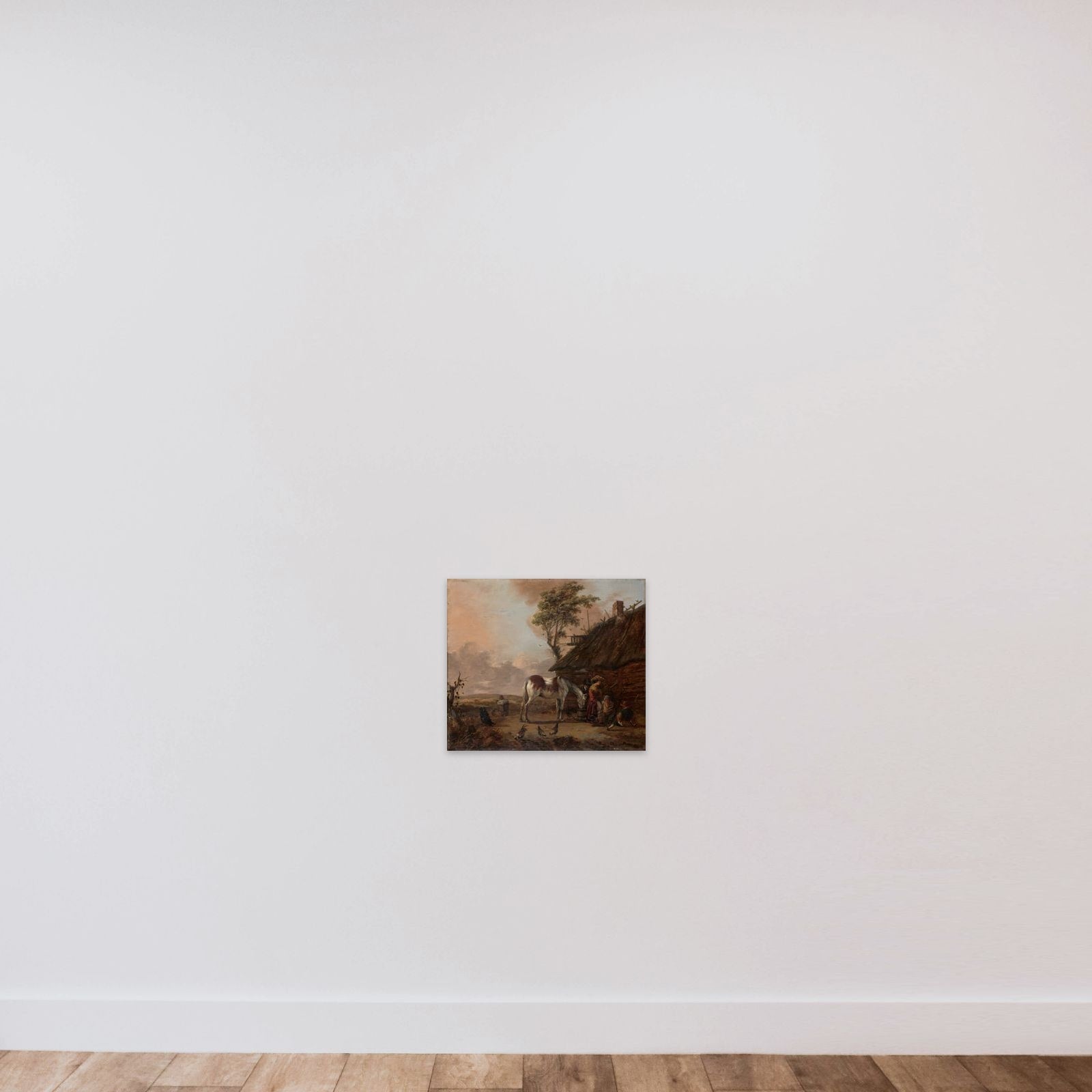 A Piebald Horse unframed — shown to scale