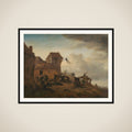 Peasants fighting near a Village framed