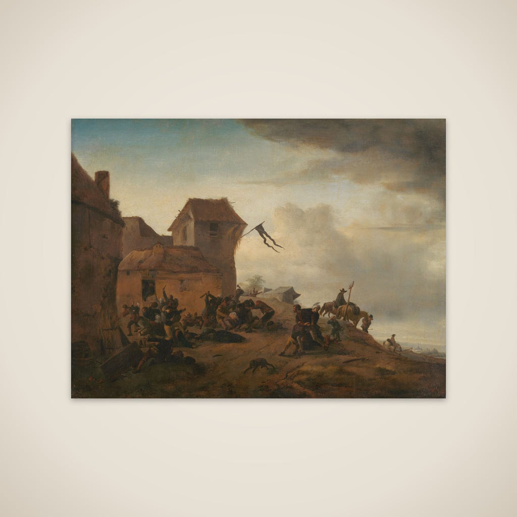 Peasants fighting near a Village unframed print