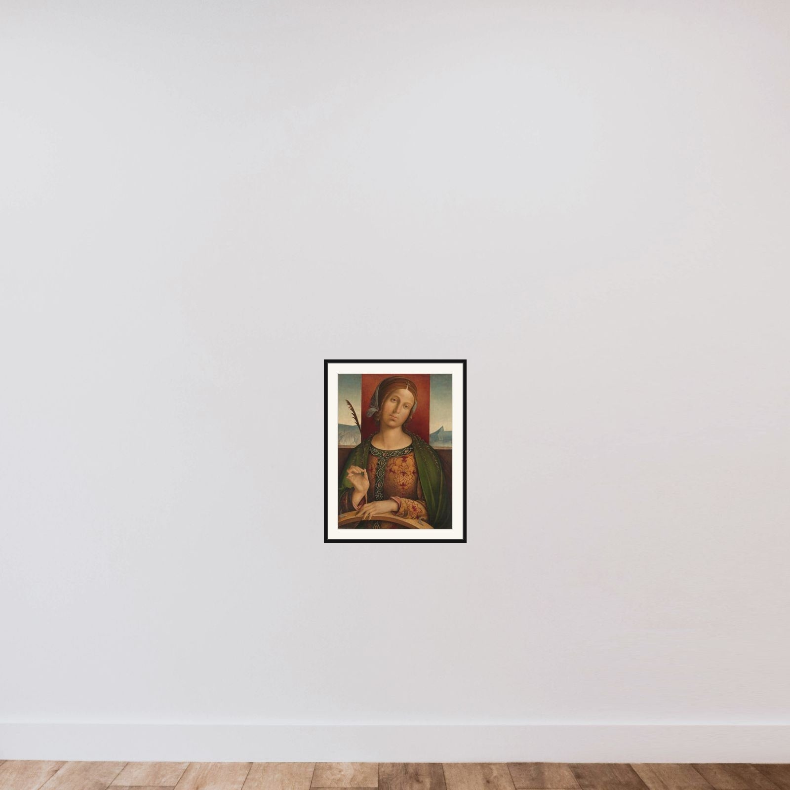 Saint Catherine of Alexandria framed — shown to scale