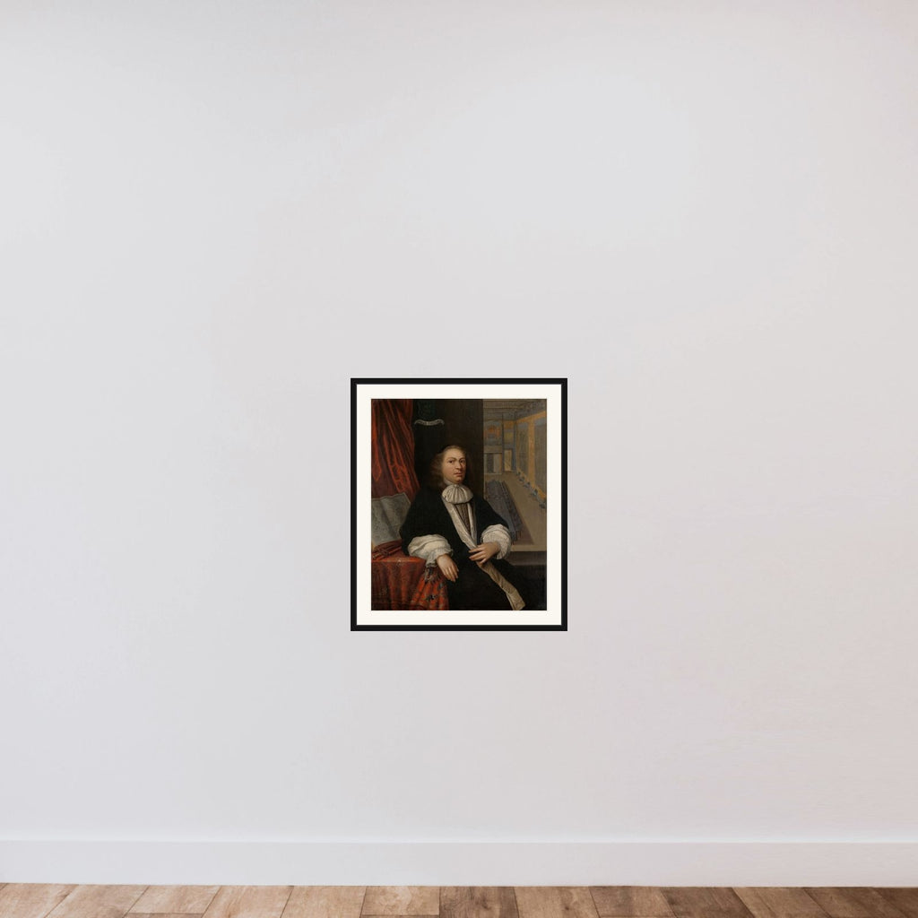 Portrait of Justus de Huybert, Clerk of the States of Zeeland and of the Admiralty framed — shown to scale