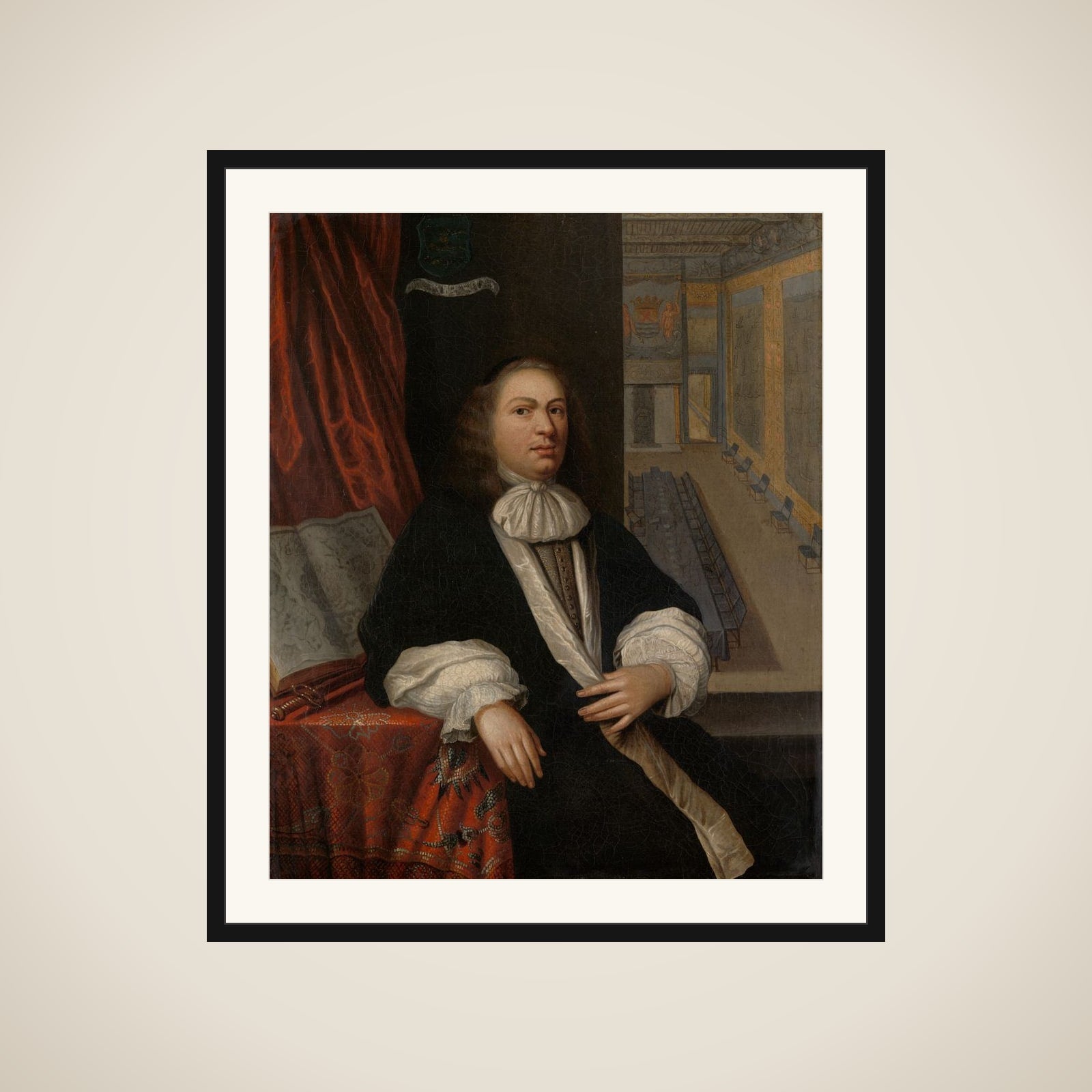 Portrait of Justus de Huybert, Clerk of the States of Zeeland and of the Admiralty framed