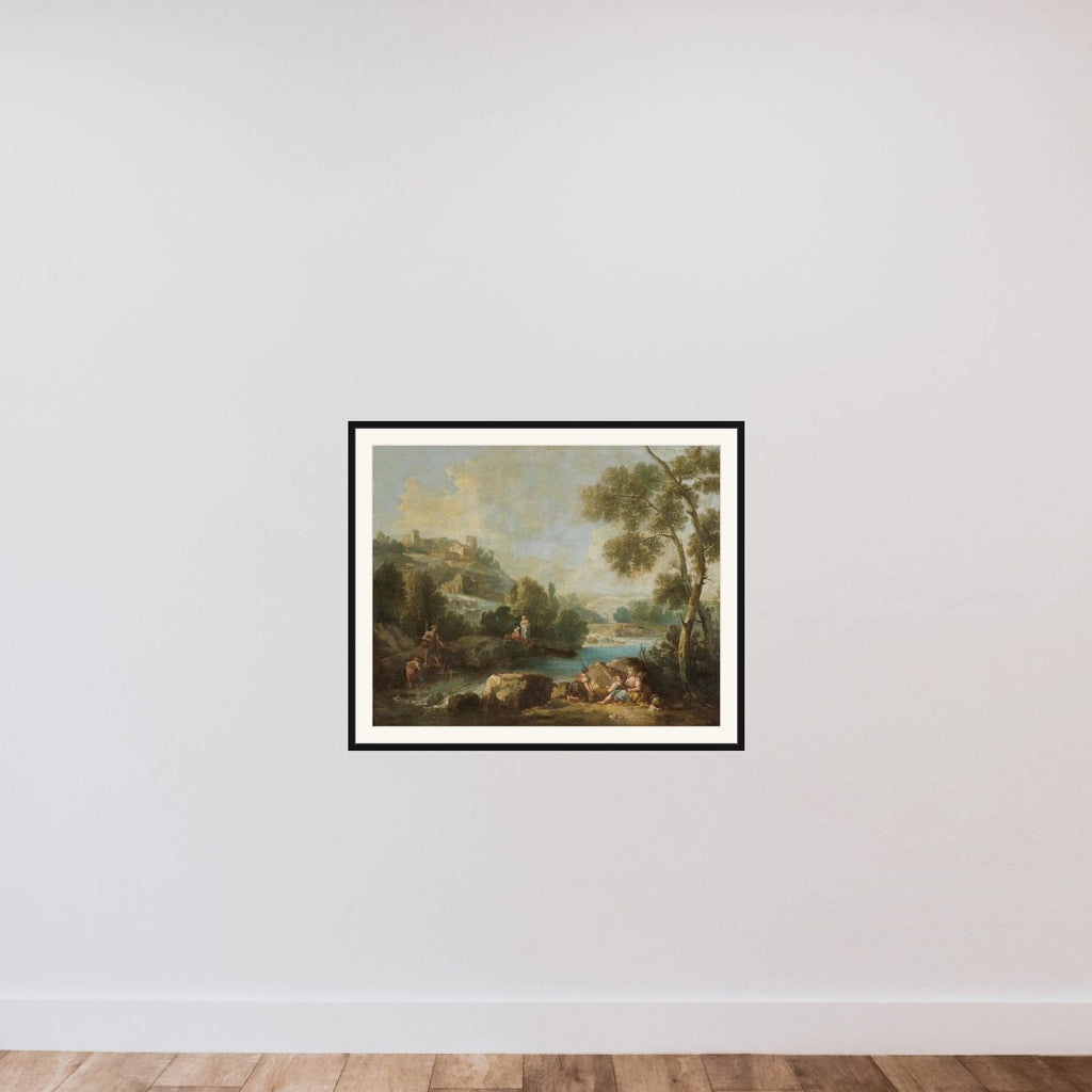 Landscape with Figures framed — shown to scale