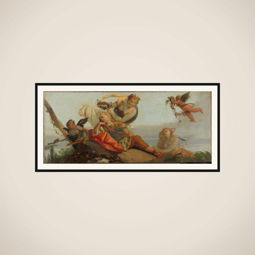 The Sleeping Rinaldo Crowned with Flowers by Armida (formerly entitled Sleeping Mars) framed