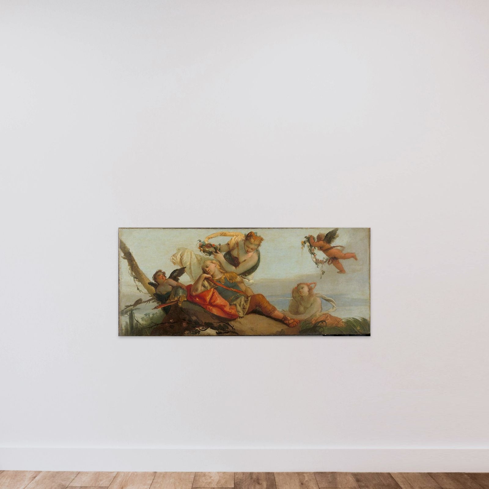 The Sleeping Rinaldo Crowned with Flowers by Armida (formerly entitled Sleeping Mars) unframed — shown to scale