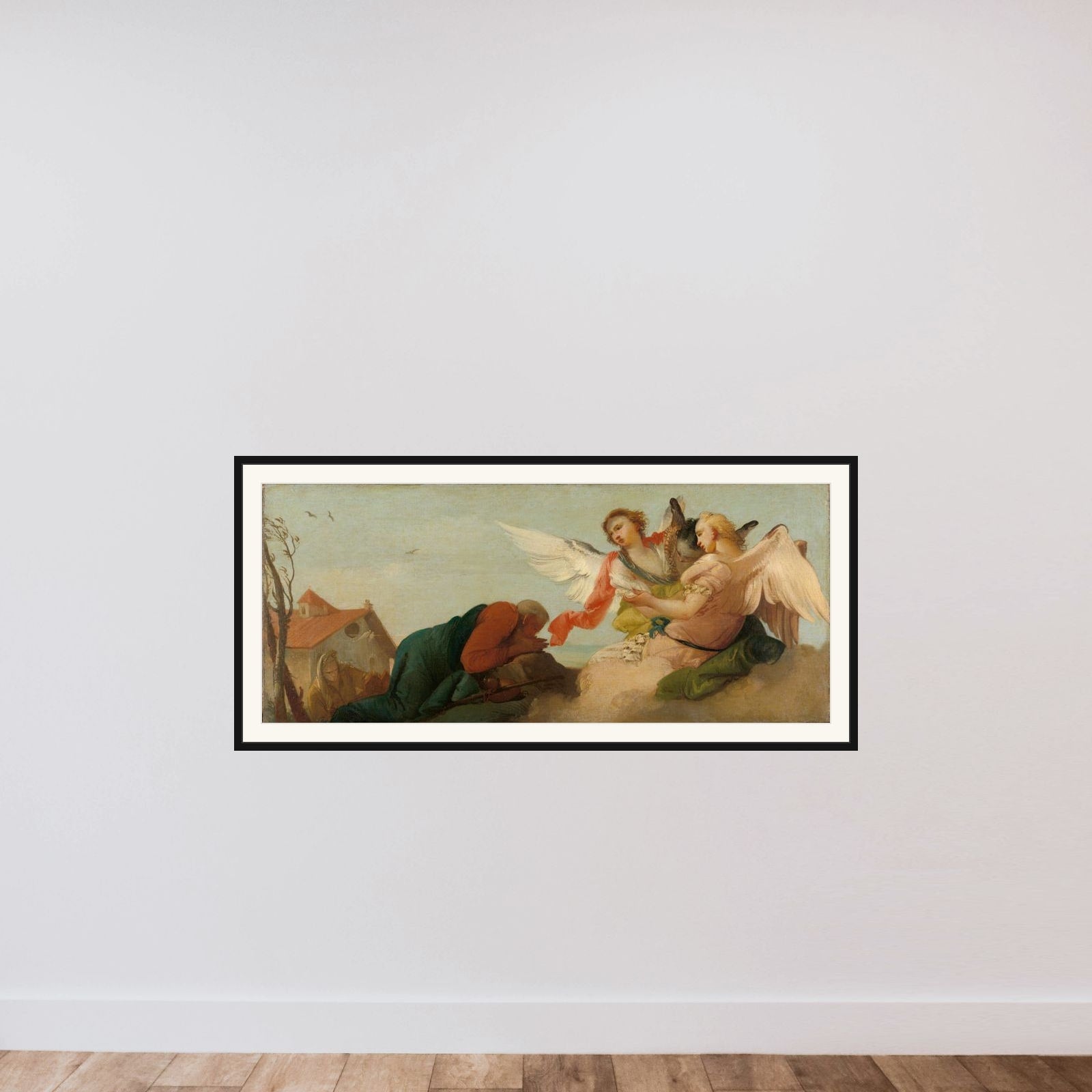 Abraham with the three Angels framed — shown to scale