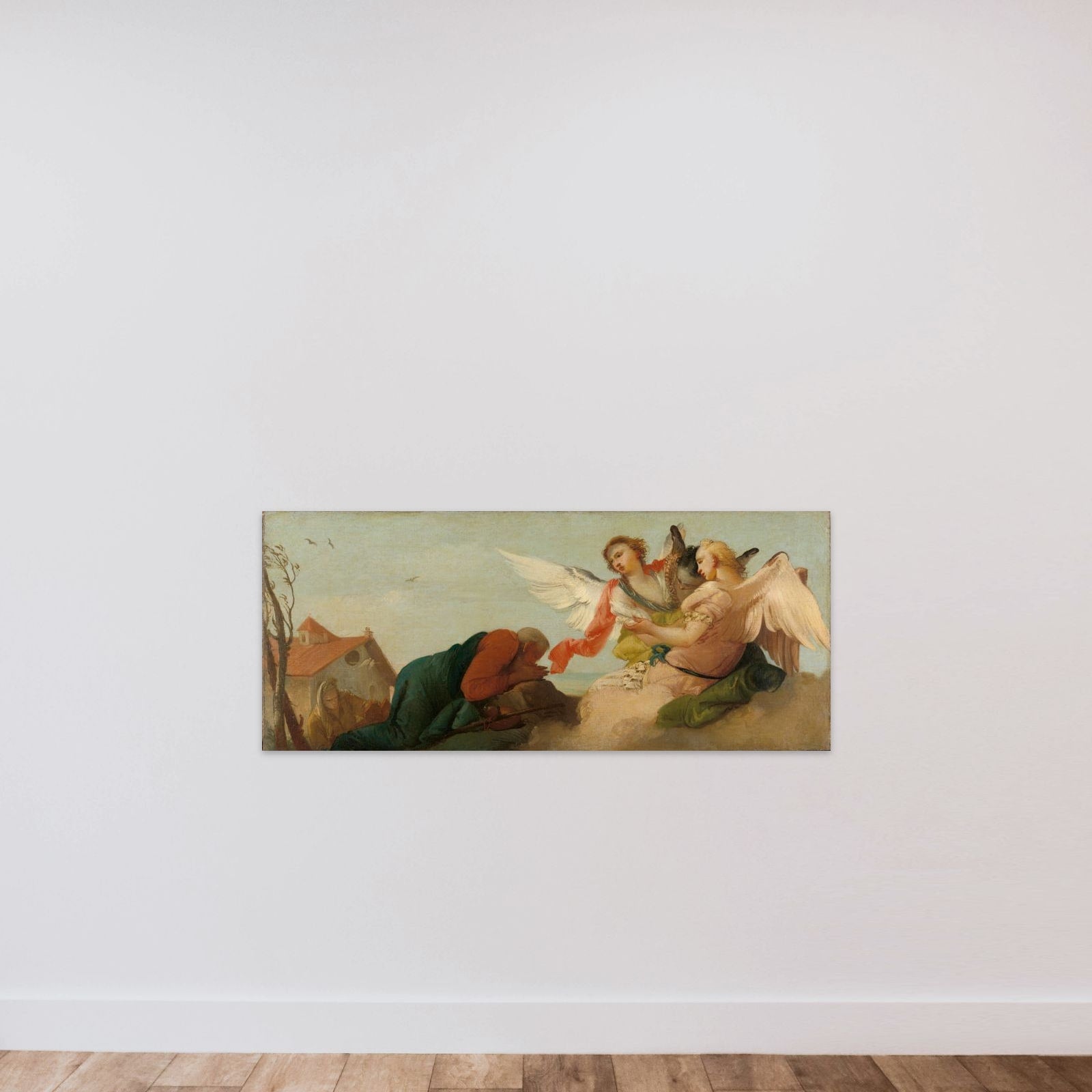 Abraham with the three Angels unframed — shown to scale
