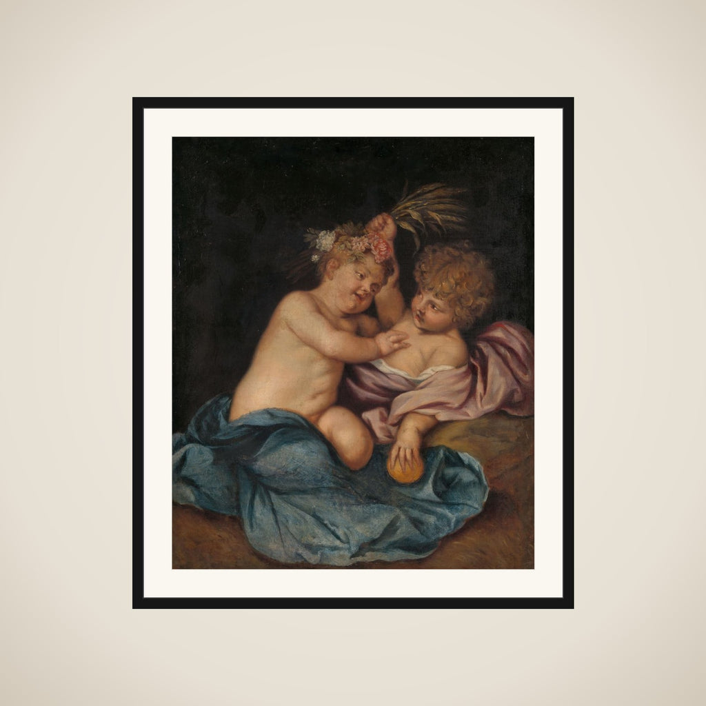 Two Infants, Personifications of Spring and Autumn framed
