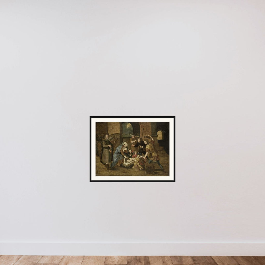 The Adoration of the Shepherds framed — shown to scale