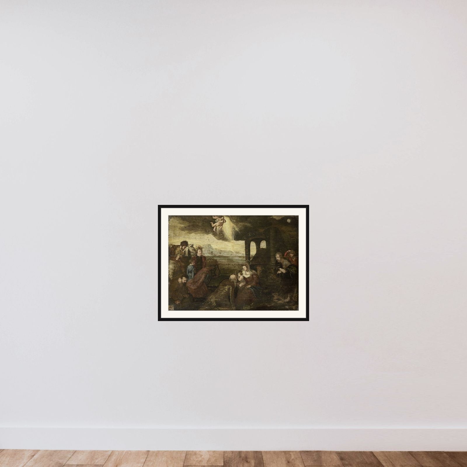 Adoration of the Magi framed — shown to scale