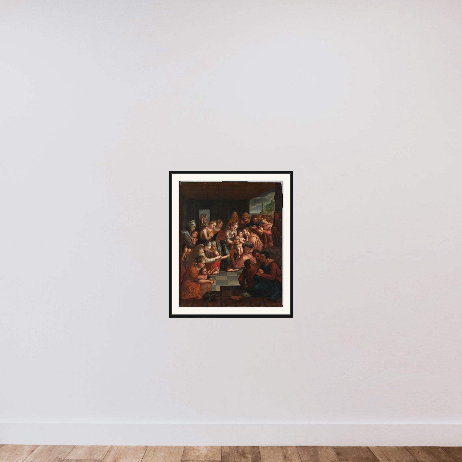 Christ Blessing the Children framed — shown to scale