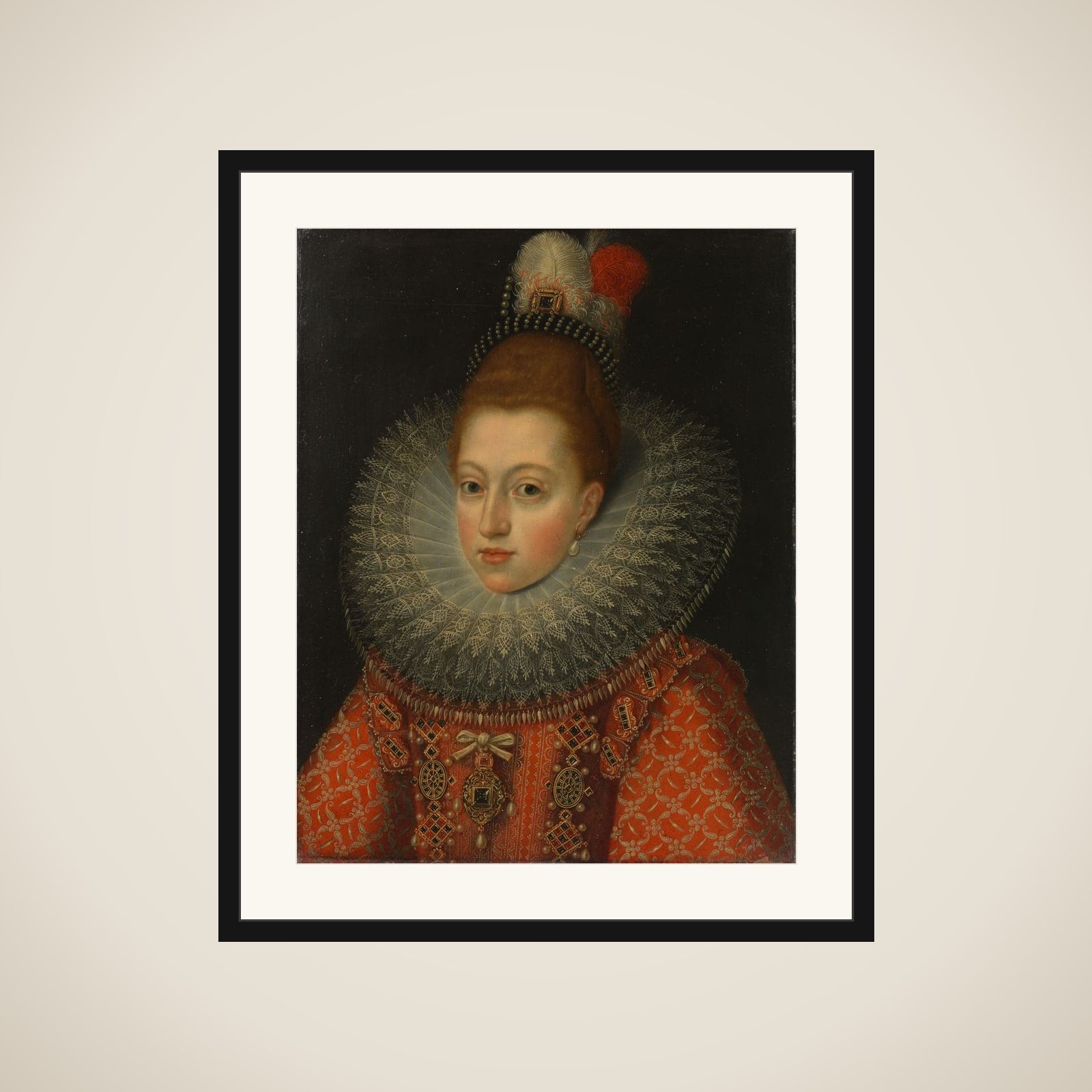 Portrait of Margaret of Austria (1584-1611), Queen of Spain framed