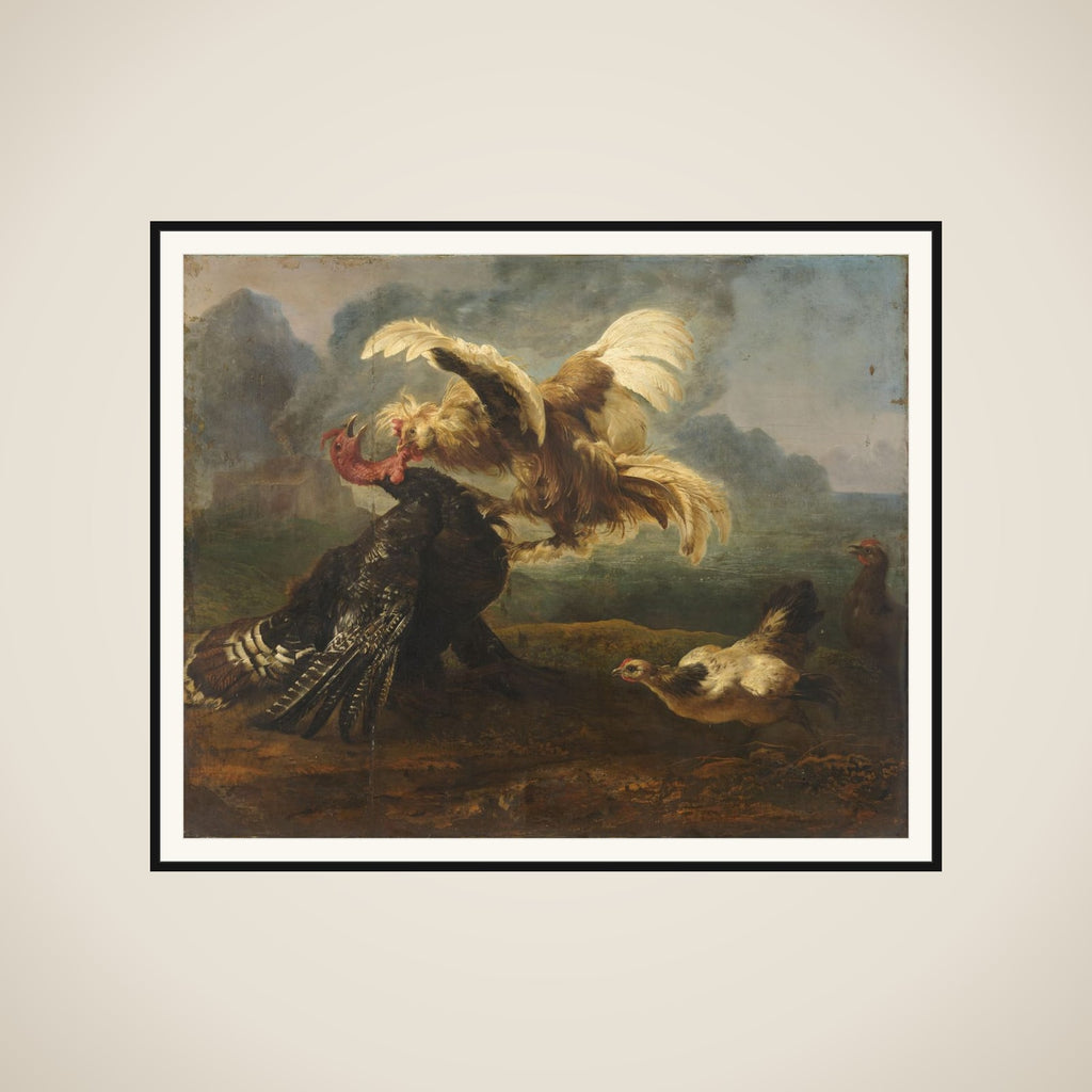 The Flemish Cock and the Turkish Cock framed