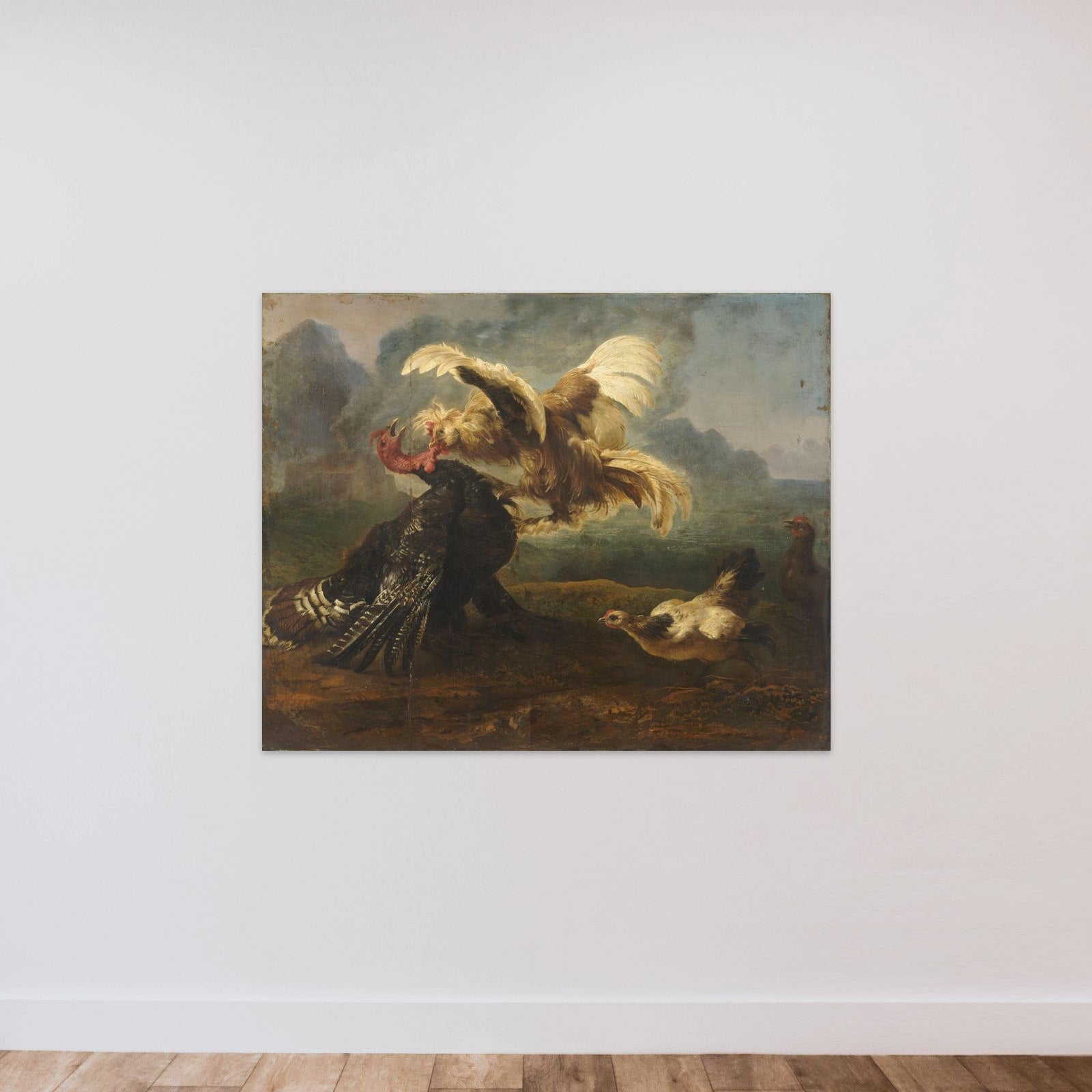 The Flemish Cock and the Turkish Cock unframed — shown to scale