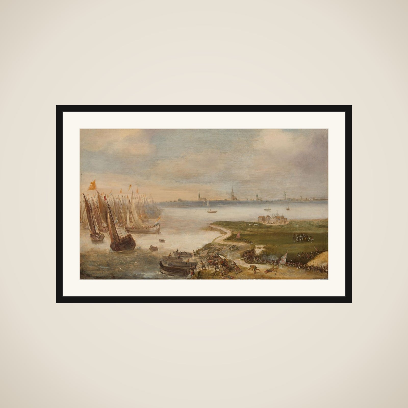 The Dutch Defeat at the Blokkersdijk, near Antwerp, 1605 framed