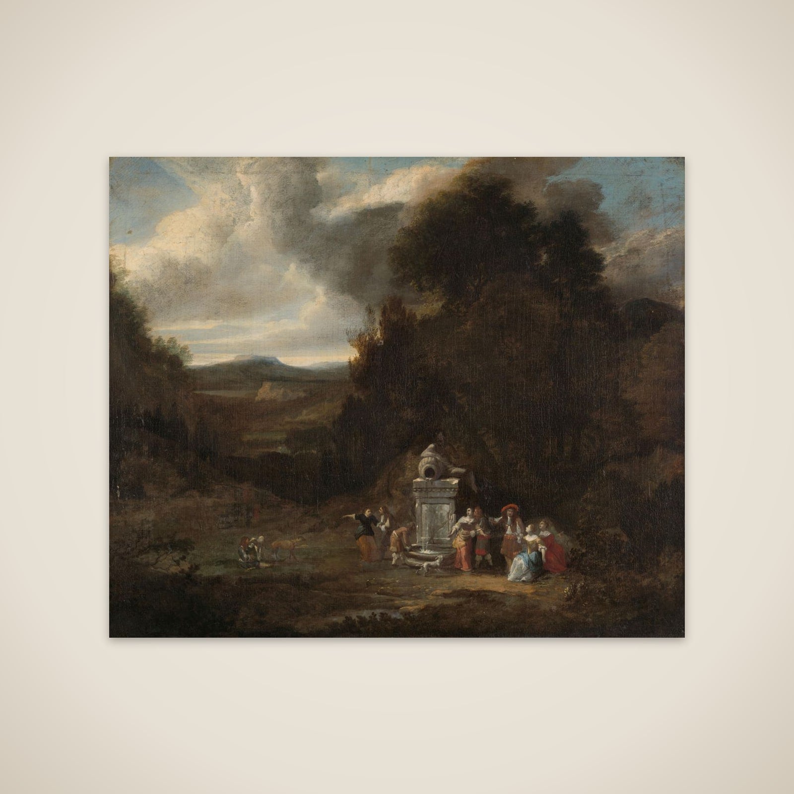 Elegant Company at an Antique Fountain in a Glade unframed print