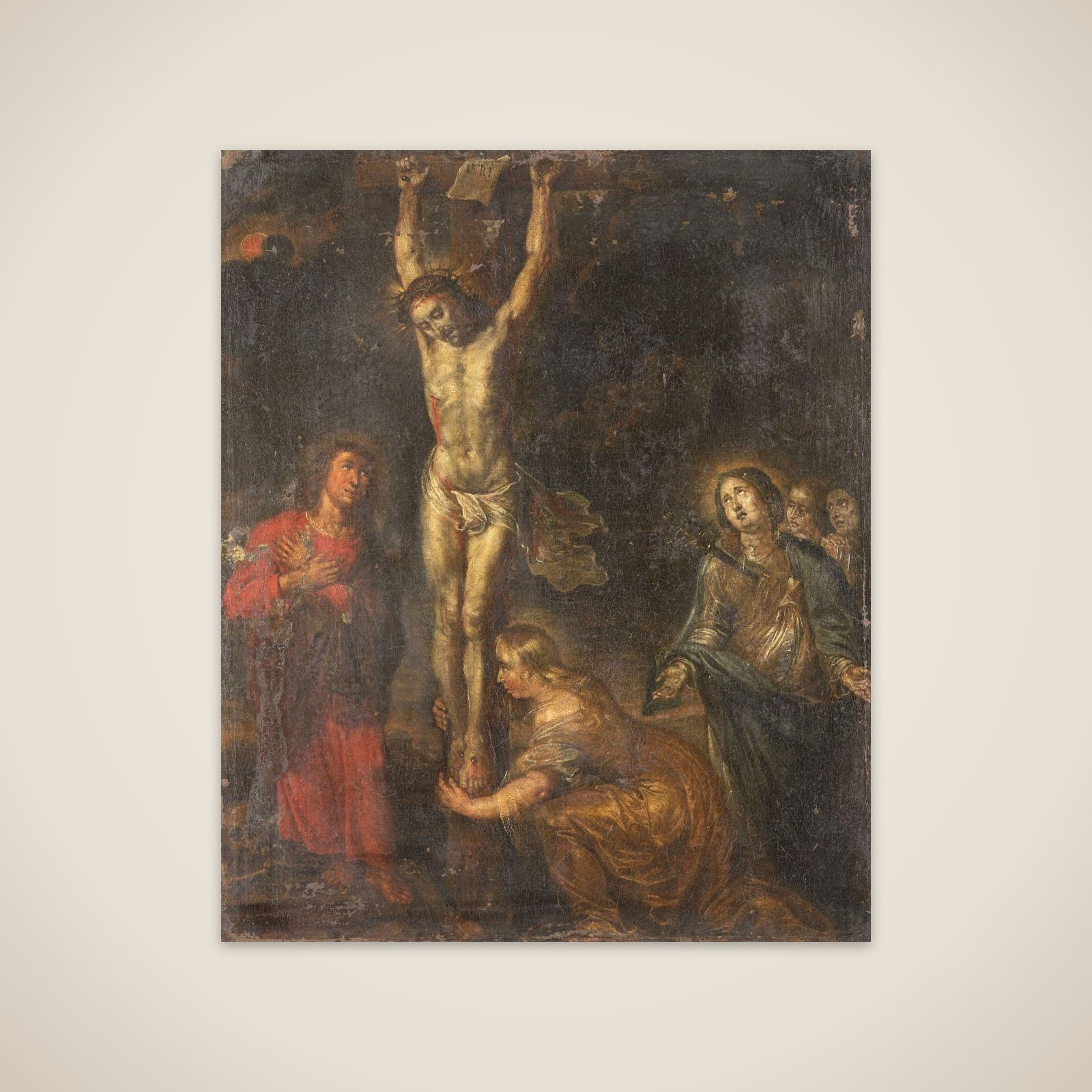 Christ on the Cross, with the Mother of Sorrows and Saints John the Evangelist and Mary Magdalene unframed print