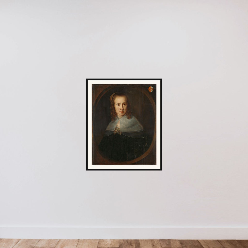 Portrait of Digna de Maets (?-before 1667) framed — shown to scale