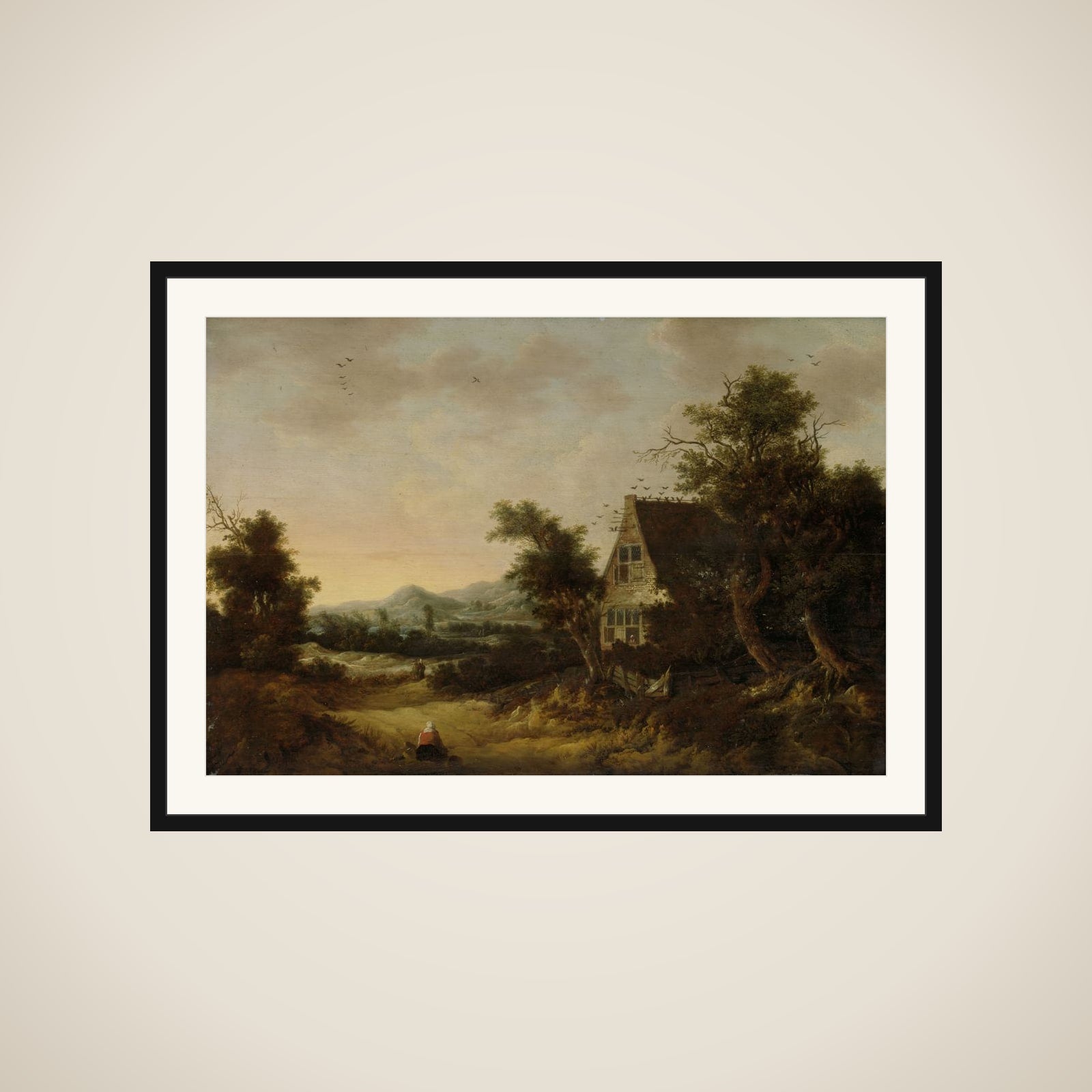 Hilly Landscape with Peasant Cottage framed